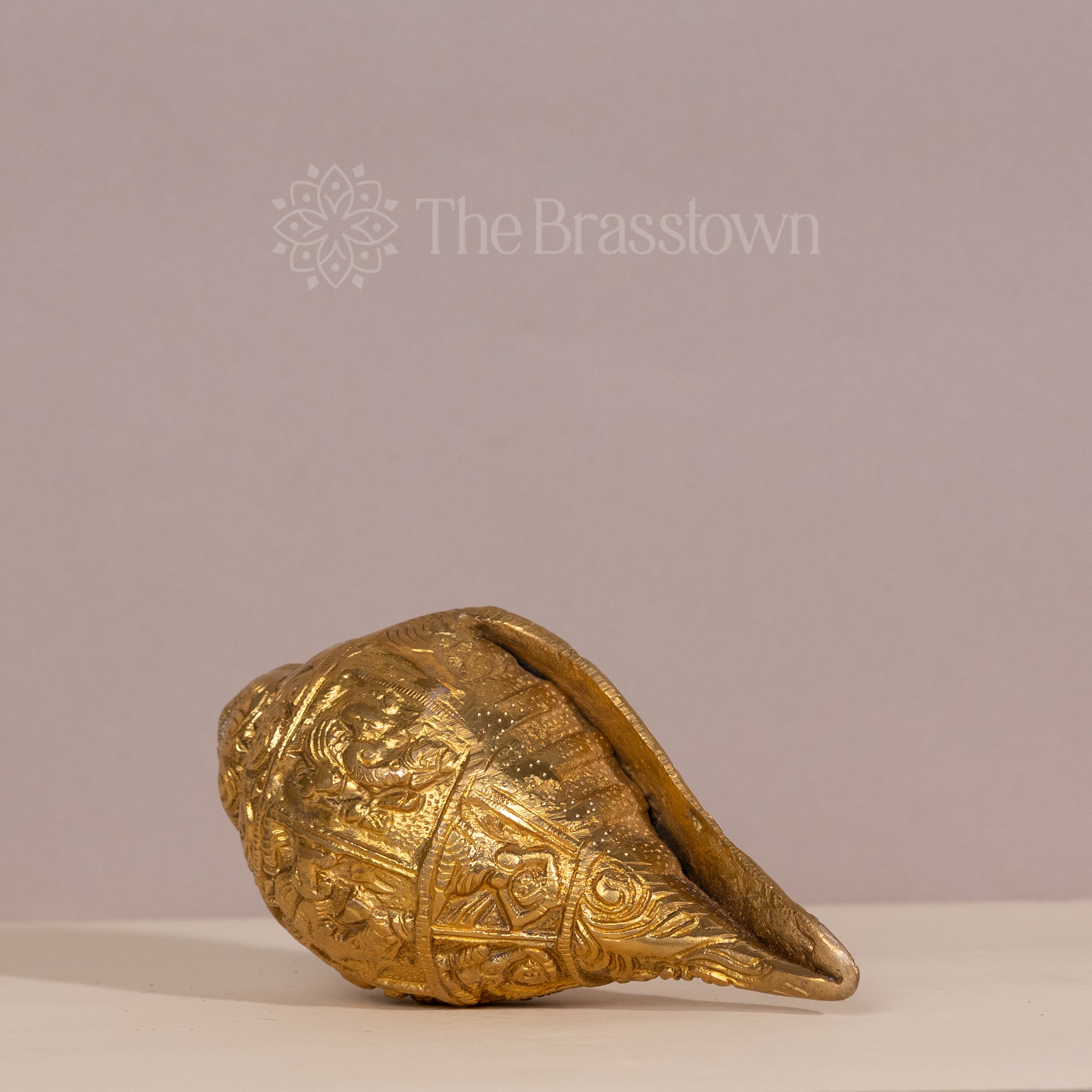 Brass Shankh (Conch Shell) with Intricate Detailing