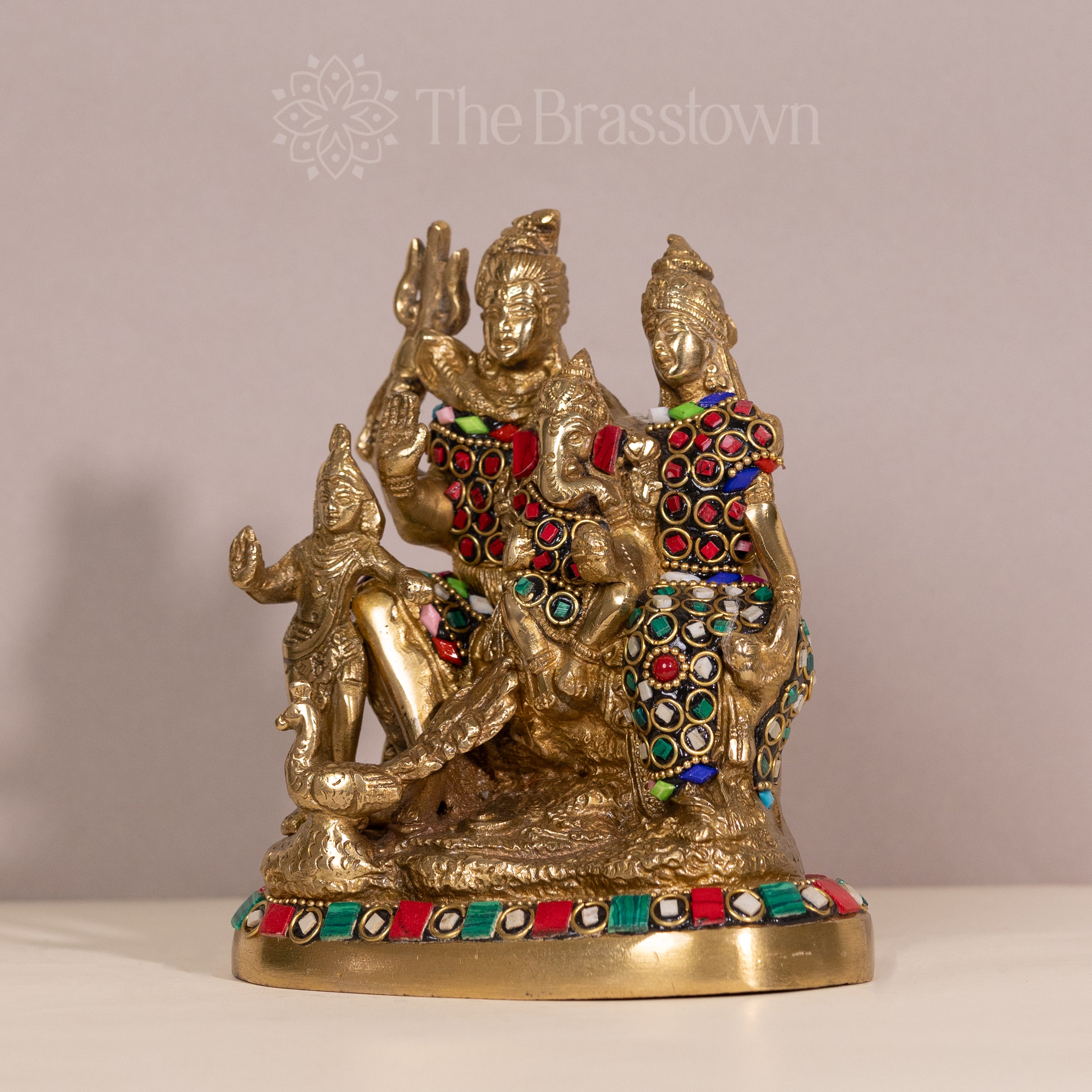 Shiva Parivar Murti Brass with Stonework