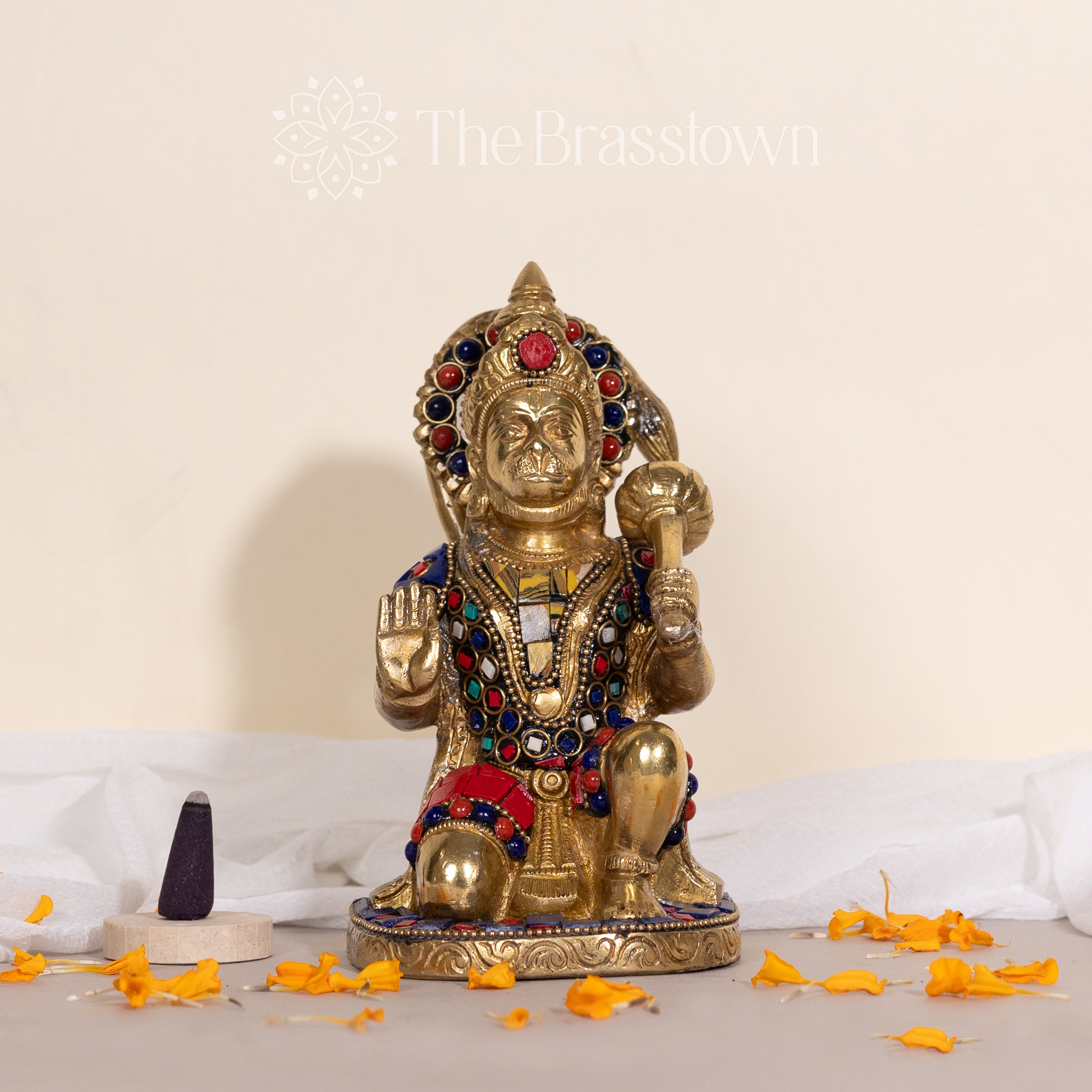 Brass Lord Hanuman Statue – Handcrafted Devotional Decor